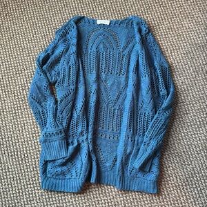 Grace and Lace, blue and green cardigan